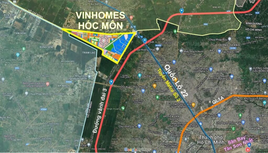 Vị trí dự án vinhomes hóc môn